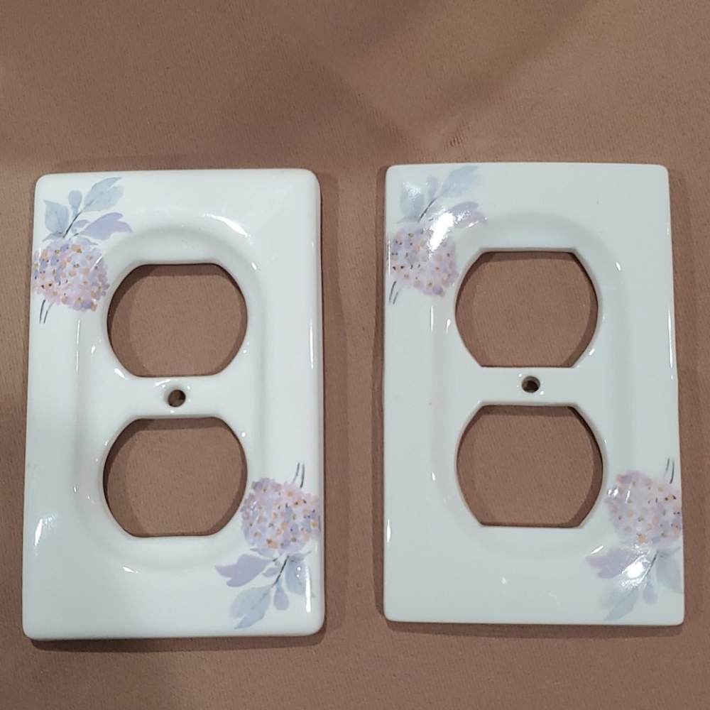Shabby Chic Vintage Ceramic Light Switch Covers – Pair of Decorative Wall Plates